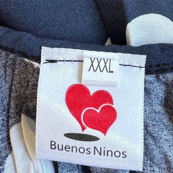 BUENOS NINOS NEW Women's Flowing Midi Dress Navy with White Dots Pockets  XXXL - Picture 6 of 8